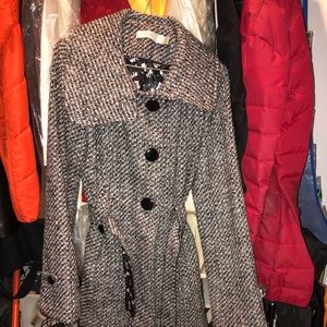 Costa Blanca wool blend belted black and white coat